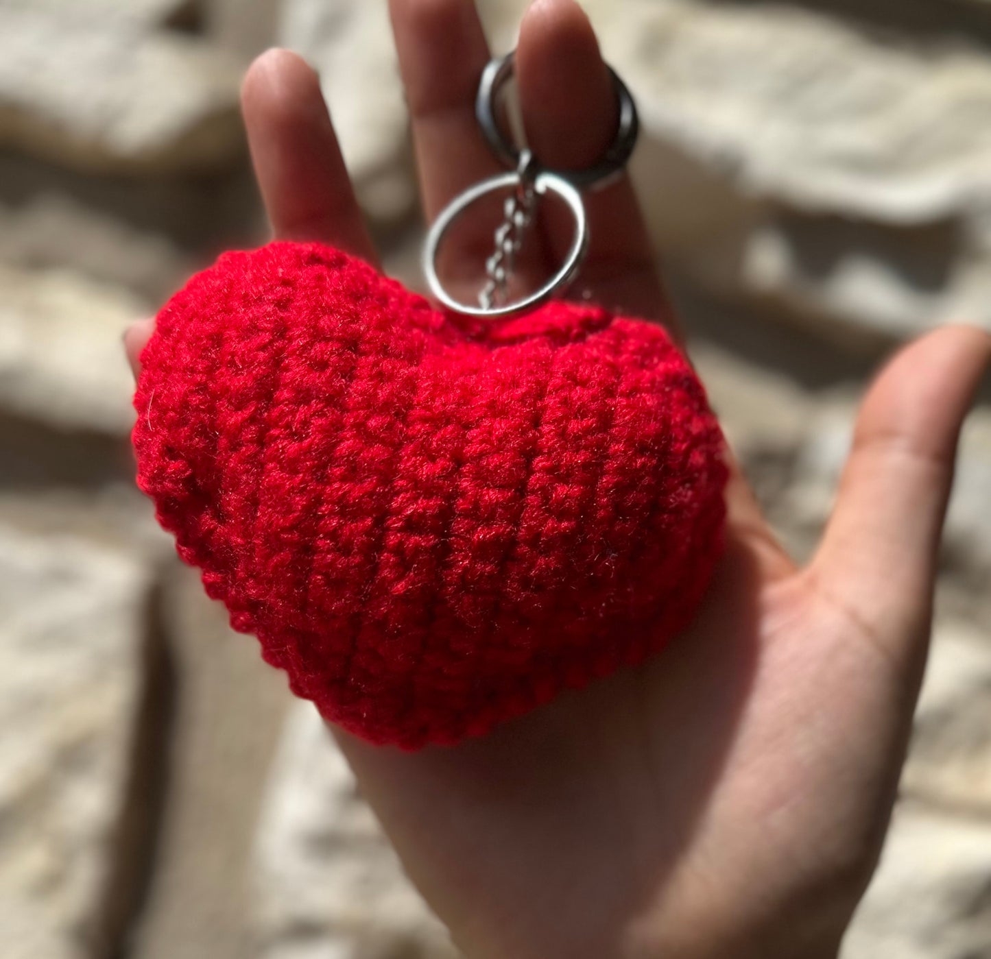 Crochet heart keychain bag charm