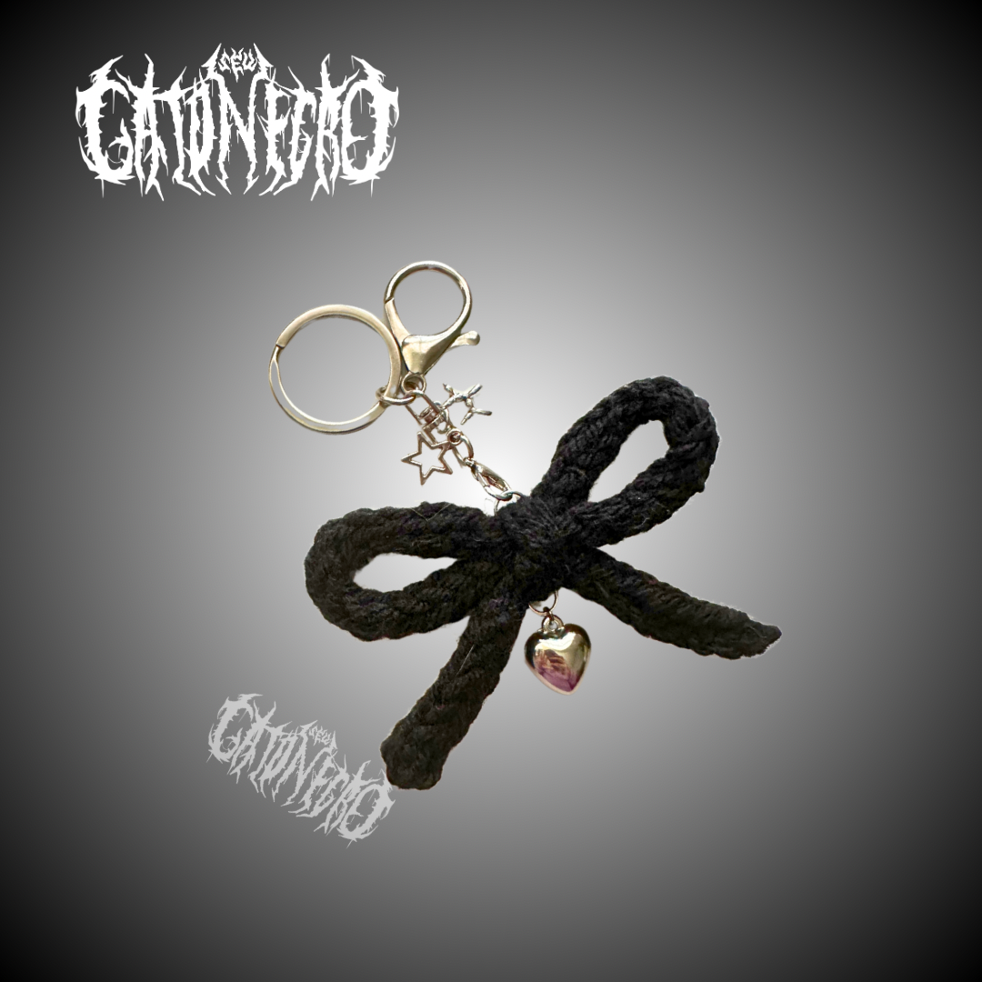 Crochet bow purse charm keychain