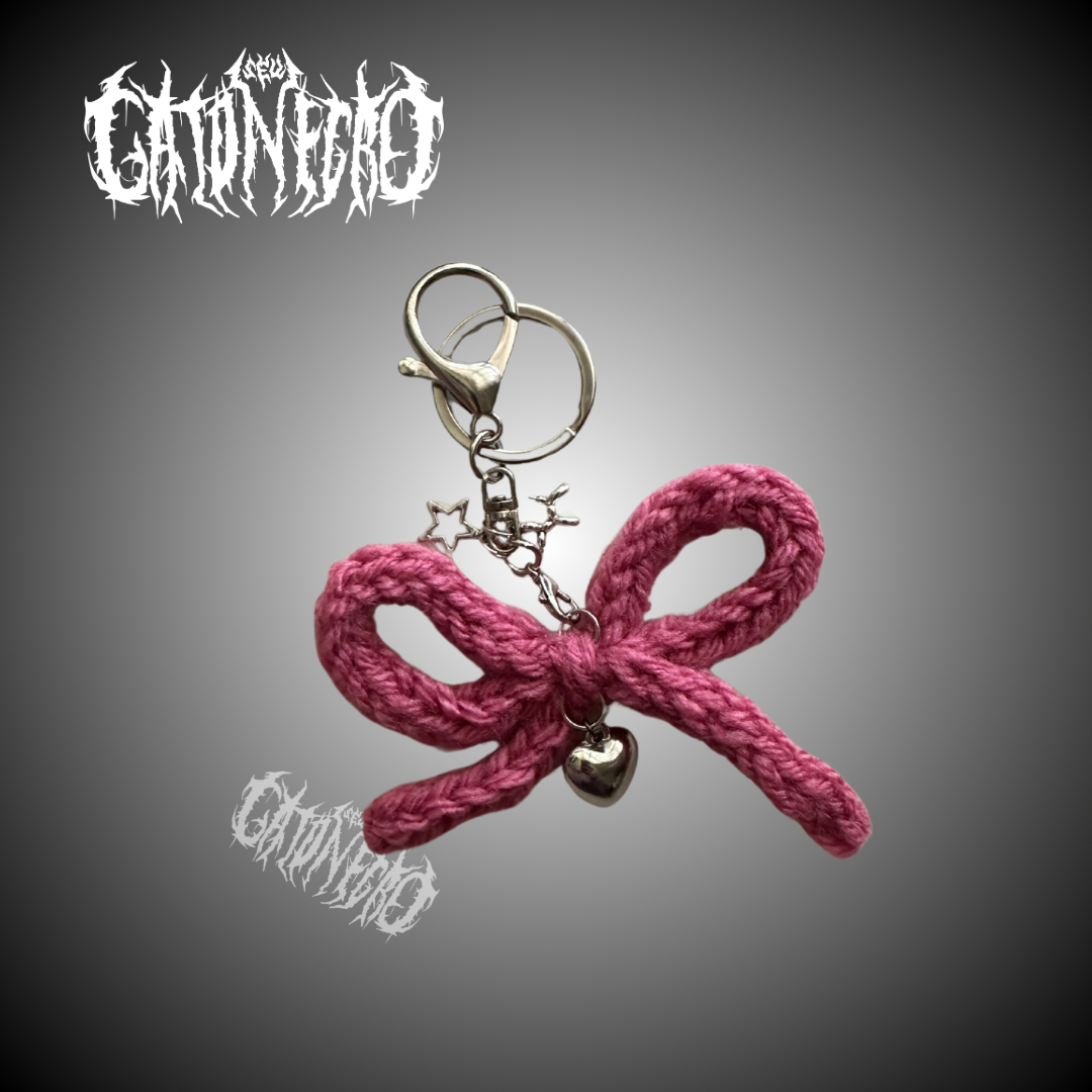 Crochet bow purse charm keychain
