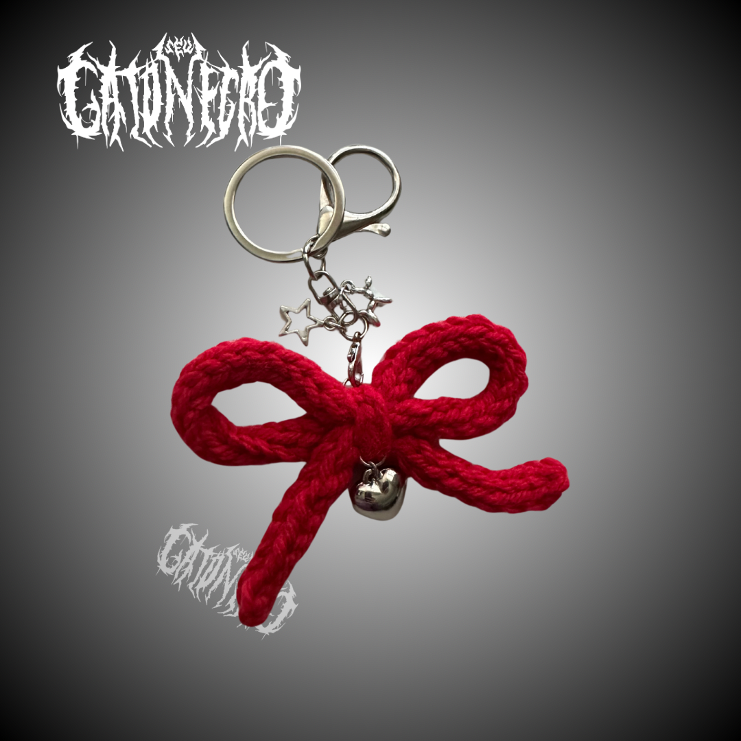 Crochet bow purse charm keychain