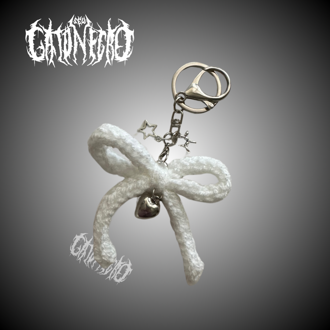 Crochet bow purse charm keychain