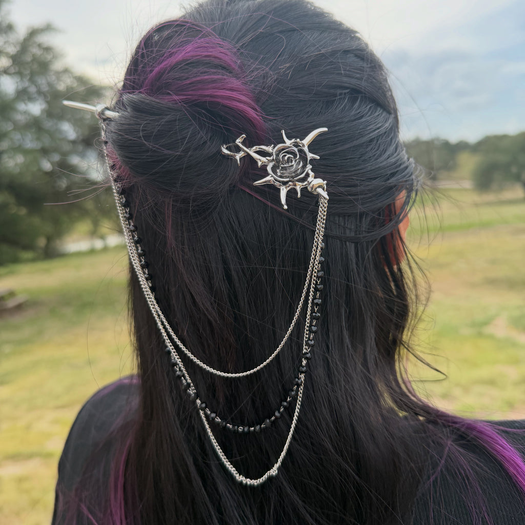 Gothic rose hair pin