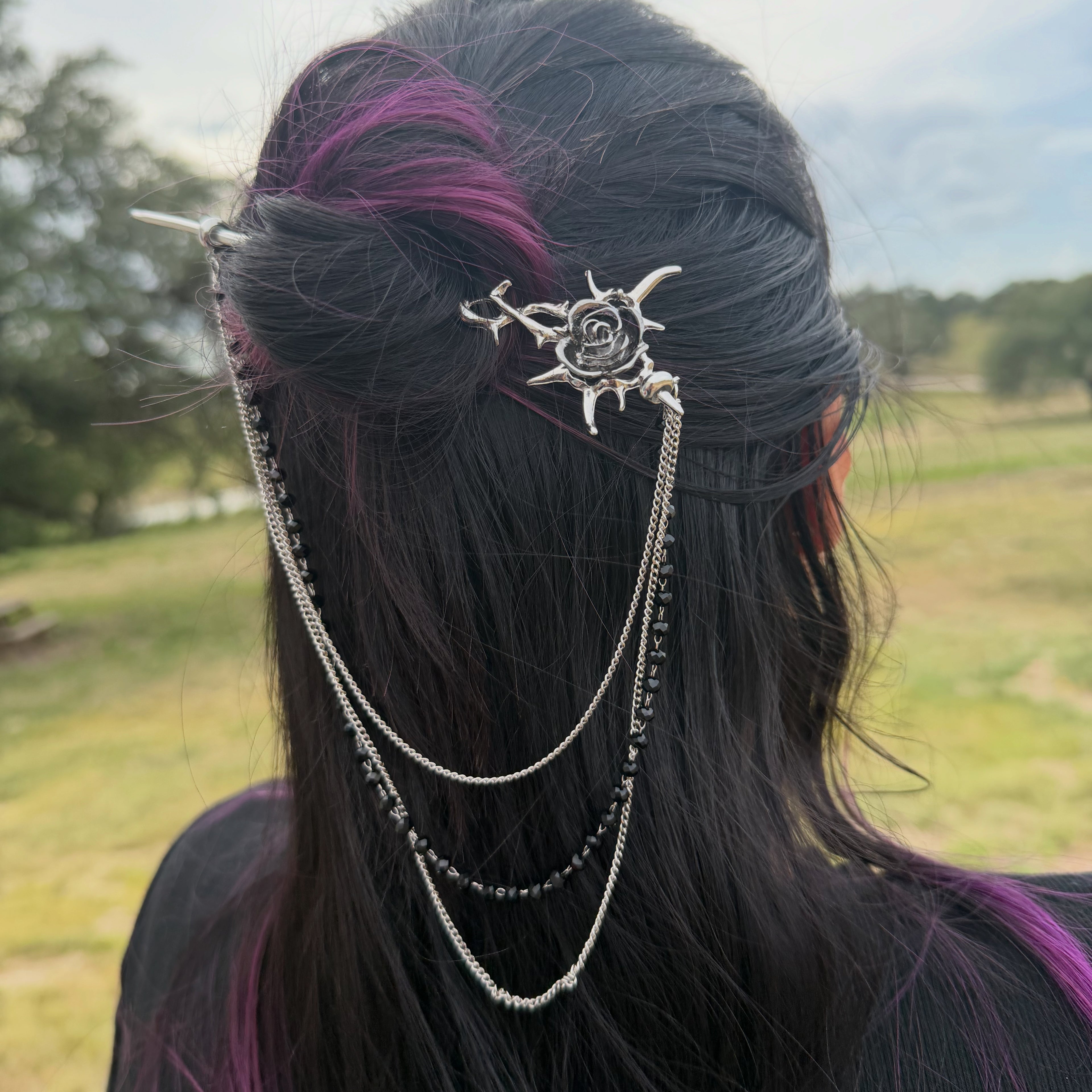 Gothic rose hair pin