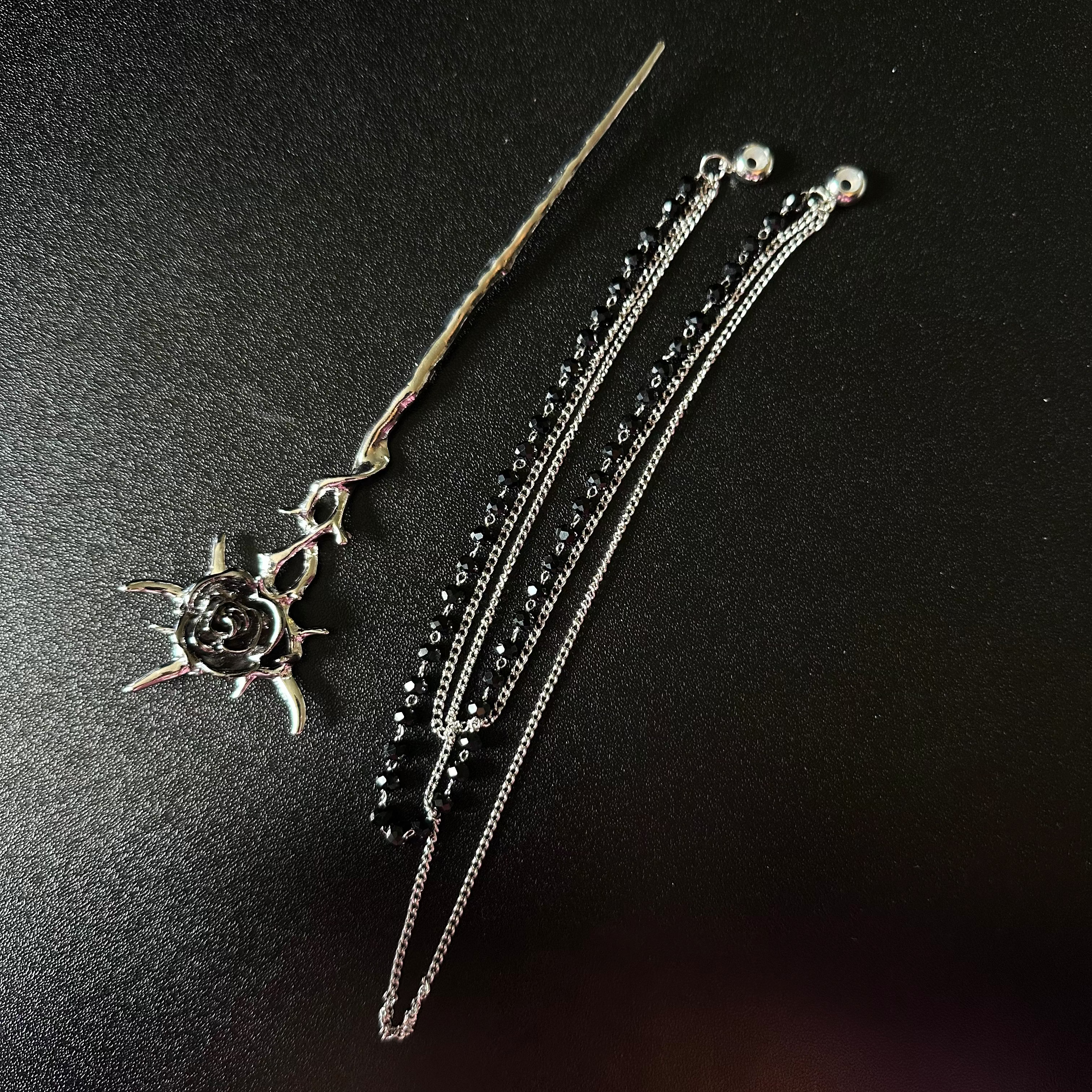 Gothic rose hair pin