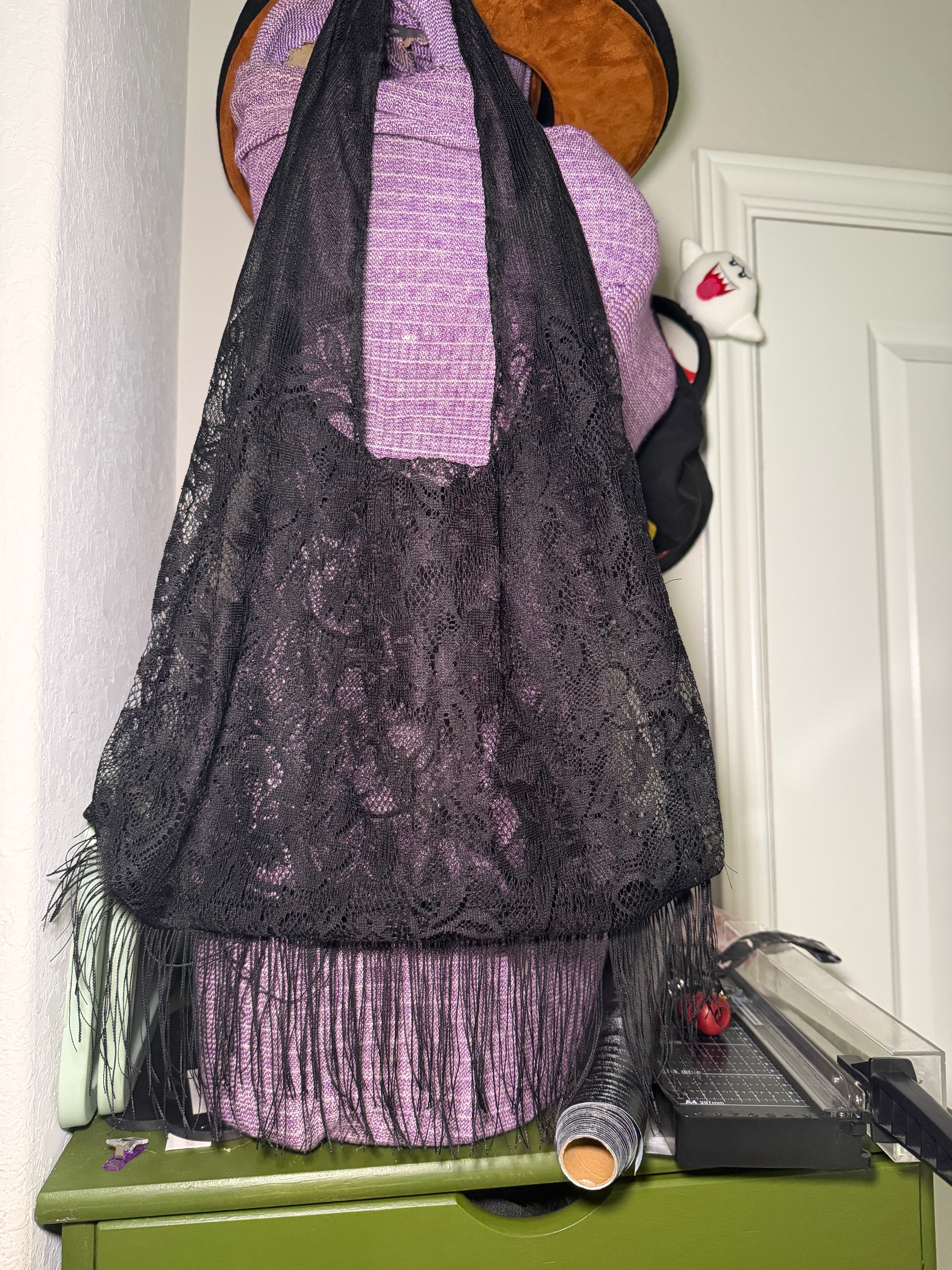 Trendy Romantic Black lace hobo tote
