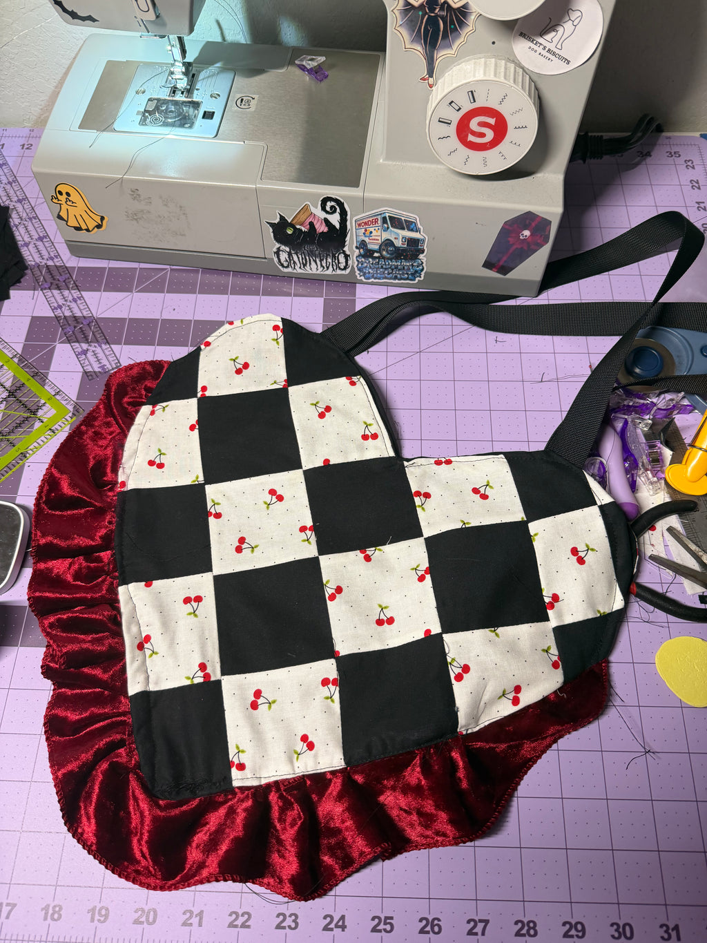 Cherry checkered heart tote