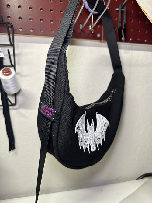 Lace bat mini crescent bag
